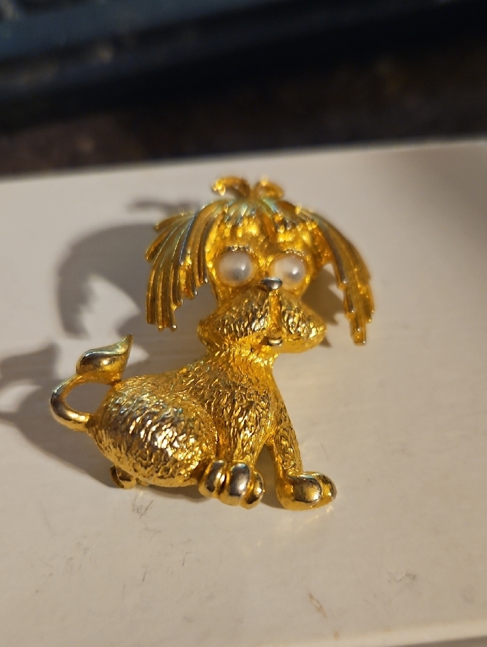 Park Lane Goldtone Googly Eyed Dog Pin